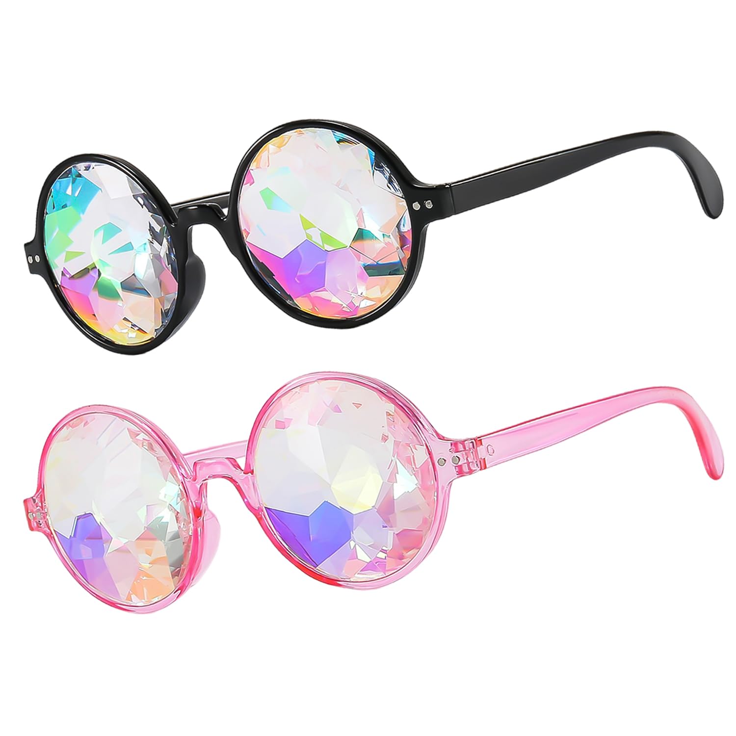 WUFGWBD 2 Pairs Of Festival Sunglasses, Kaleidoscope Glasses, Carnival Sunglasses, Carnival Accessories For Women, Festival Eyewear Accessories