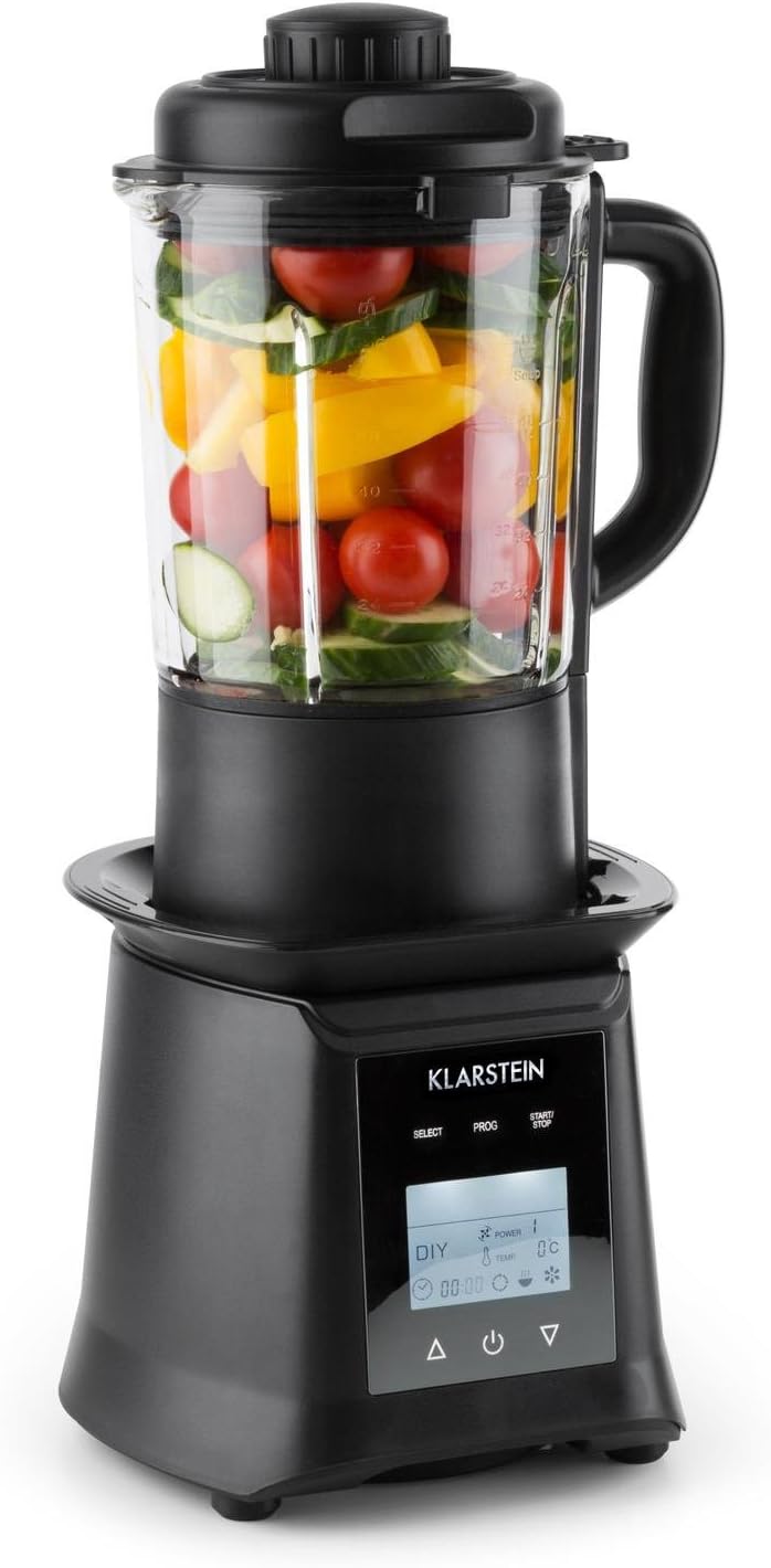 Klarstein Herakles Heat Suppenkocher Standmixer Mixer Blender 1300 Watt Mixer Edelstahl Kreuz Messer 900 Watt Heizleistung 8 Standmixer Mixer Glaskruge