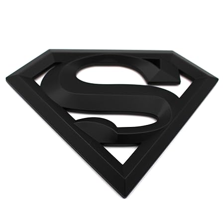 3D Emblem Superman Matt Schwarz Kunststoff mit Schaumstoff-Kleberückseite Badge von VmG-Store