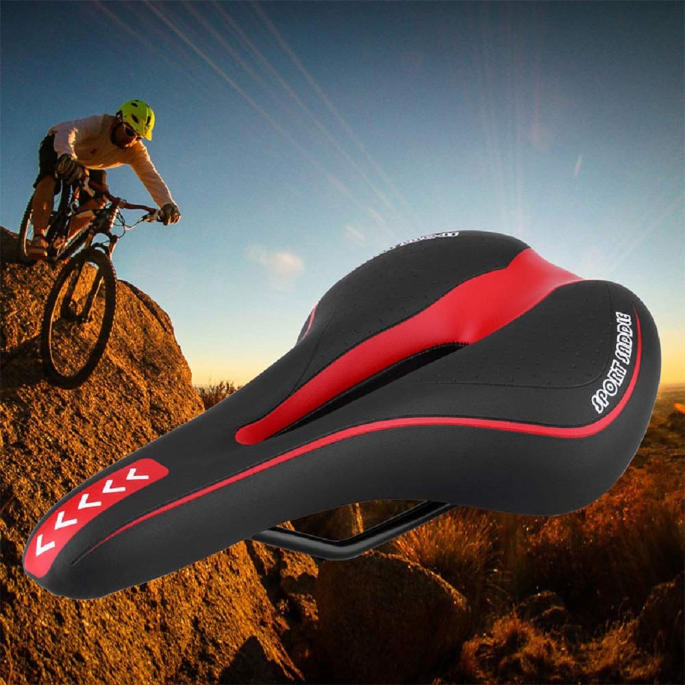 Mountain Bike Saddles - SANWAN Bike Seat Cycle MTB Bicycle Cushion Sports Soft Cushions Gel Pad Seats (Red)