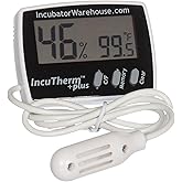 IncuTherm&trade; Plus Digital Thermometer and Hygrometer for Egg Incubator | Large Digital Display with Min/Max Memory, Remote Sensor Probe, Reads Celsius and Fahrenheit +/-1&deg; 1109, Easy Installation