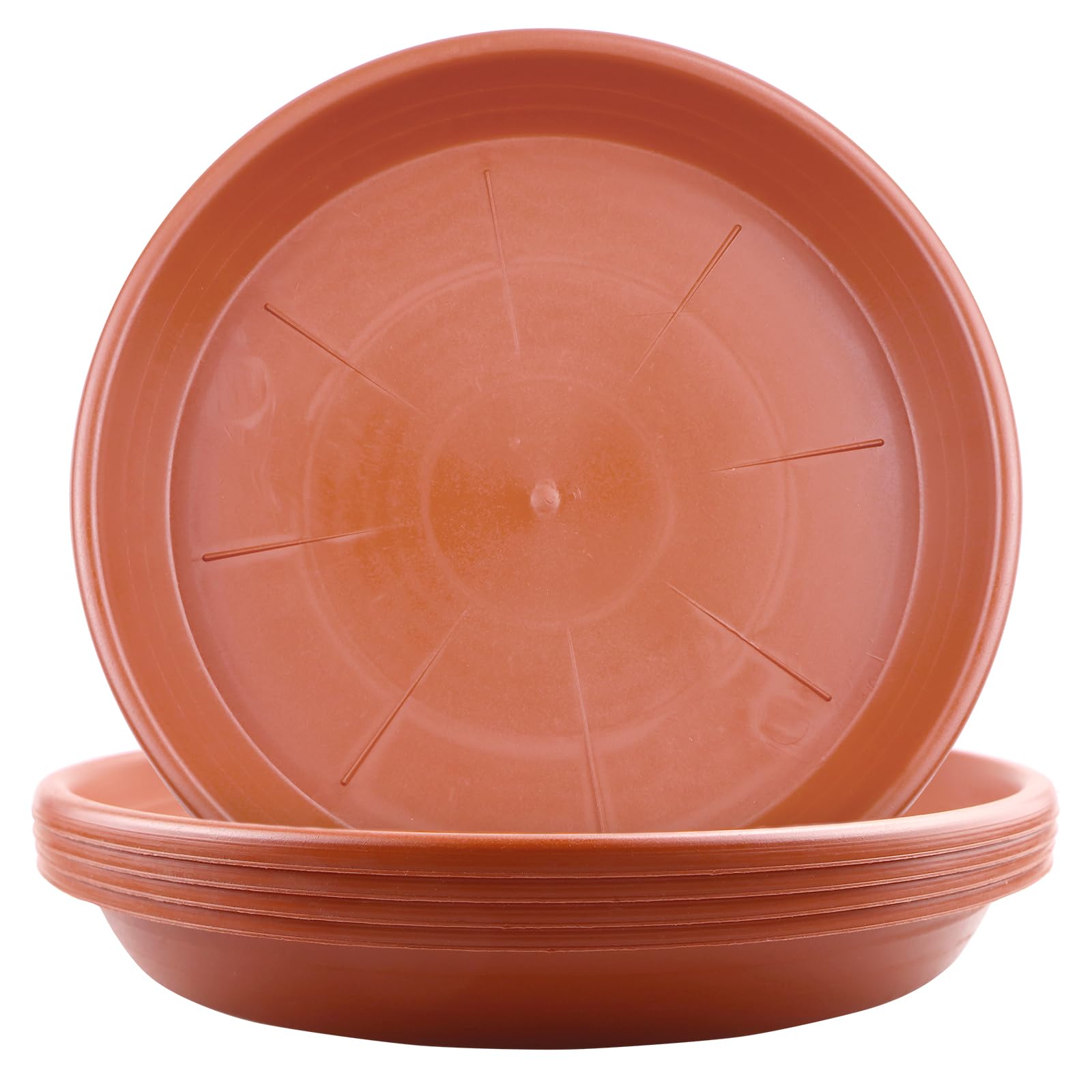 LIKOSO 5 Pcs Plants Saucers, Plastic Plant Pot Saucers, Flower Pot Drip Trays for Indoor and Outdoor Plants(Brick Red,32 CM)