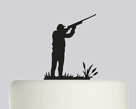 Karen S Cake Toppers Decoration De Gateau D Anniversaire En Acrylique Motif Pistolet De Chasse Inscription Happy Birthday Amazon Fr Cuisine Maison