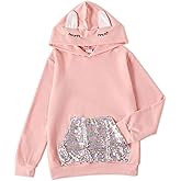 PATPAT Girl's Cute Cat Ear Hoodies Long Sleeve Causal Plain Hoodie Sweatshirt Shirt, White, 4-5 Years