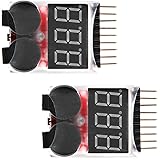 Floureon 2 Packs RC Lipo Battery Monitor Alarm Tester Checker Low Voltage Buzzer Alarm with LED Indicator for 1-8S Lipo LiFe LiMn Li-ion Battery