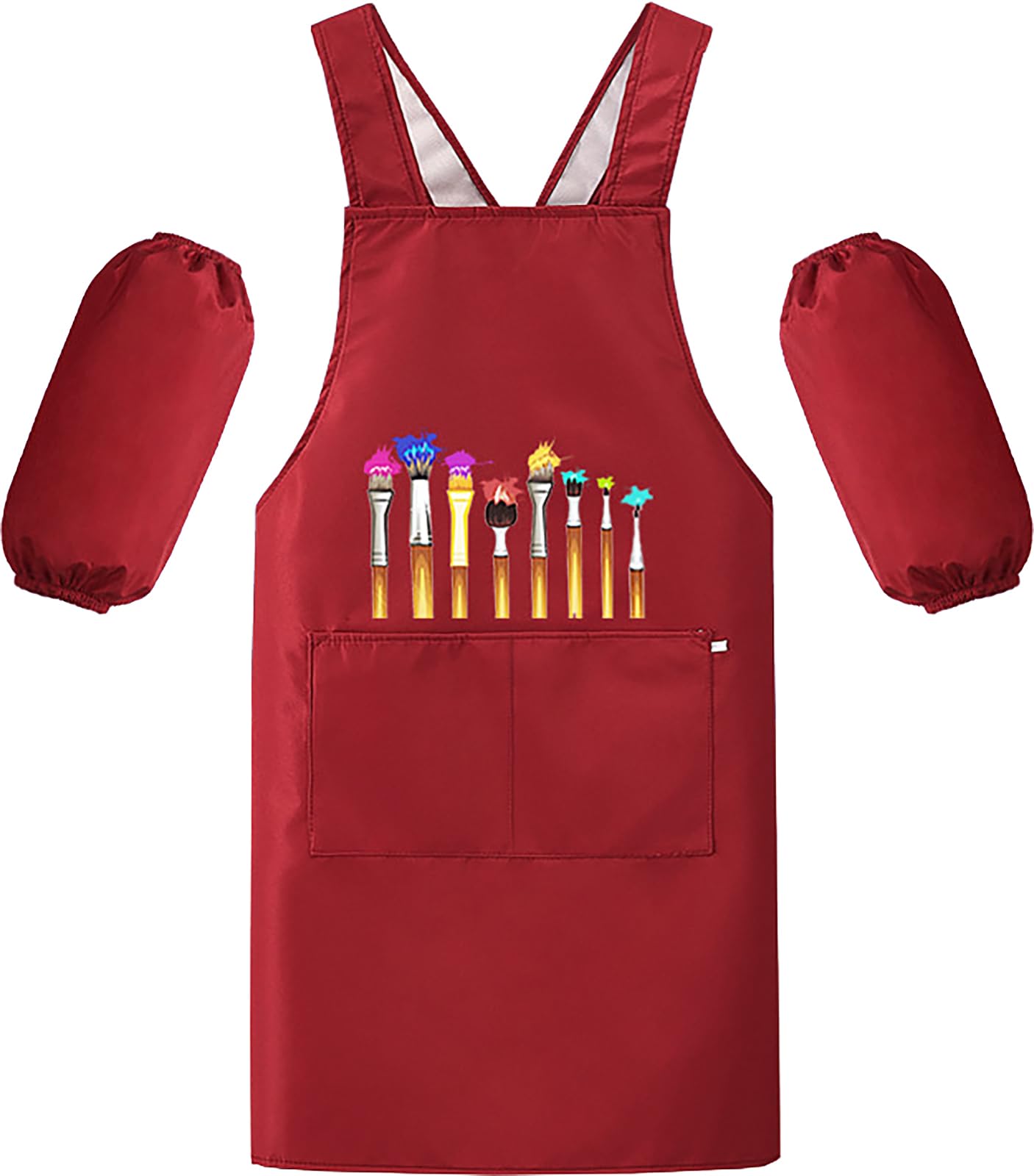 MESU Kids Art Smock Aprons Child Chef Apron for Art Painting Cooking Red L