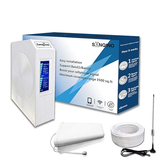 Sanqino Cell Phone Signal Booster For Home Dual Band 700mhz1900mhz Mobile Repeater Amplifier For 3g Verizon Us Cellular T Mobile Att White