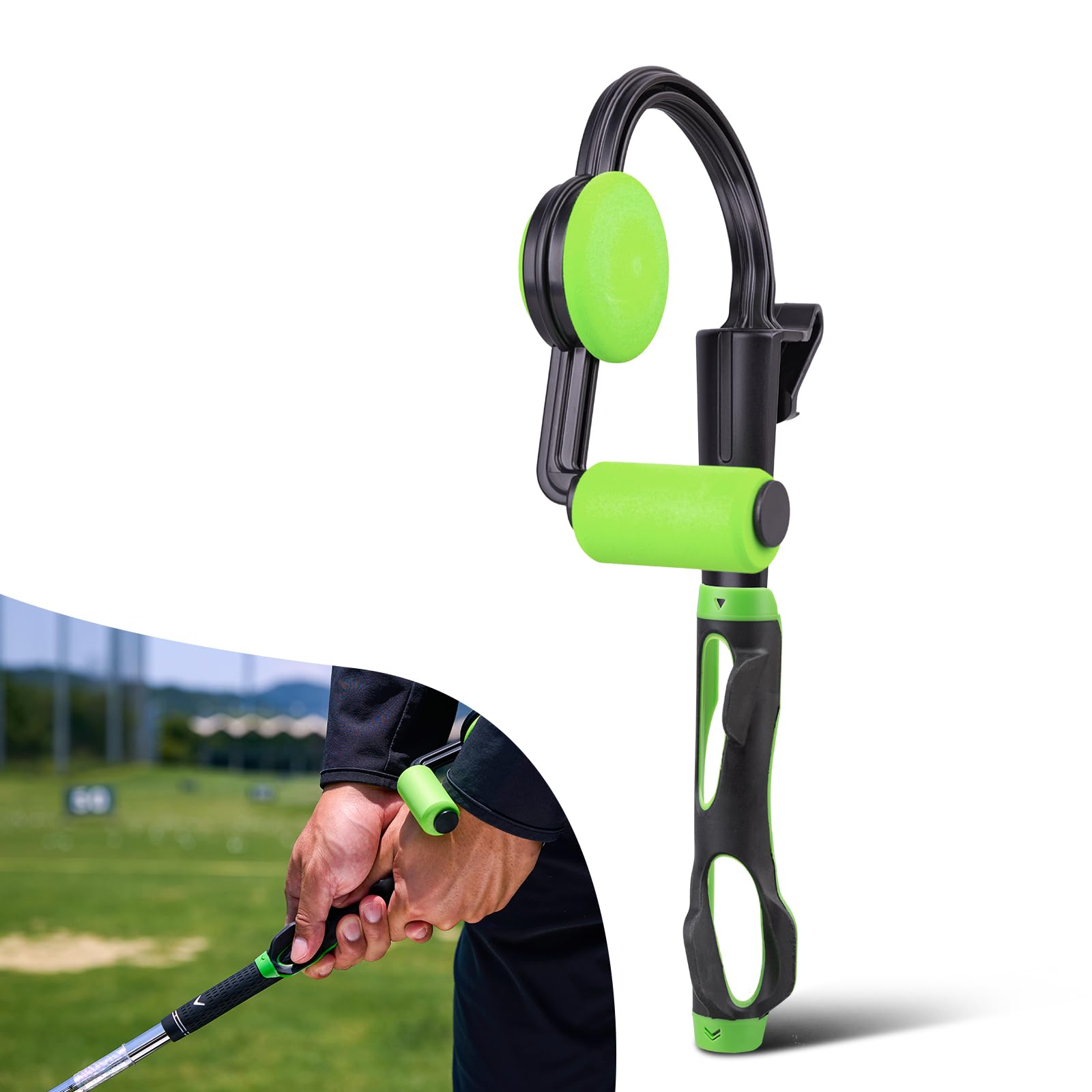 Photo 1 of CERCGVEL Golf Swing Trainer, Golf Grip Trainer, 2 in 1 SquareSet Control, Instant Feel-Based Feedback, Training Aid, Golf Grip Kit, Grip Trainer to Train Correct Hand Position Accessory for Beginners