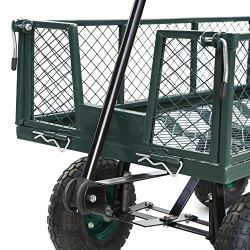 Yaheetech Heavy Duty Garden/Lawn Utility Cart/Wagon with Removable Steel Side Mesh, 800LB Capacity, Green - Thumbnail 5