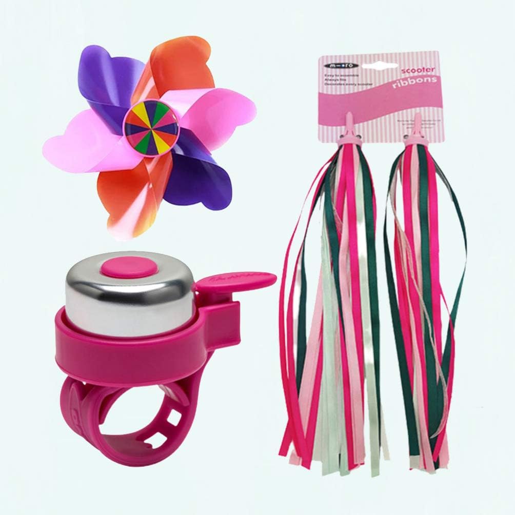BESPORTBLE 3PCS Bike Accessories for Kids Girls Scooter Bicycle Decorations Bike Handlebar Streamers Bell Bicycle Wheel Spokes Windmill - Image 5