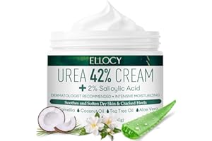 Ellocy Urea cream 40 perent for feet: Maximum Strength Urea lotion for cracked Heels and Rough Thick Skin for foot- 42% Crema 5.29 oz.