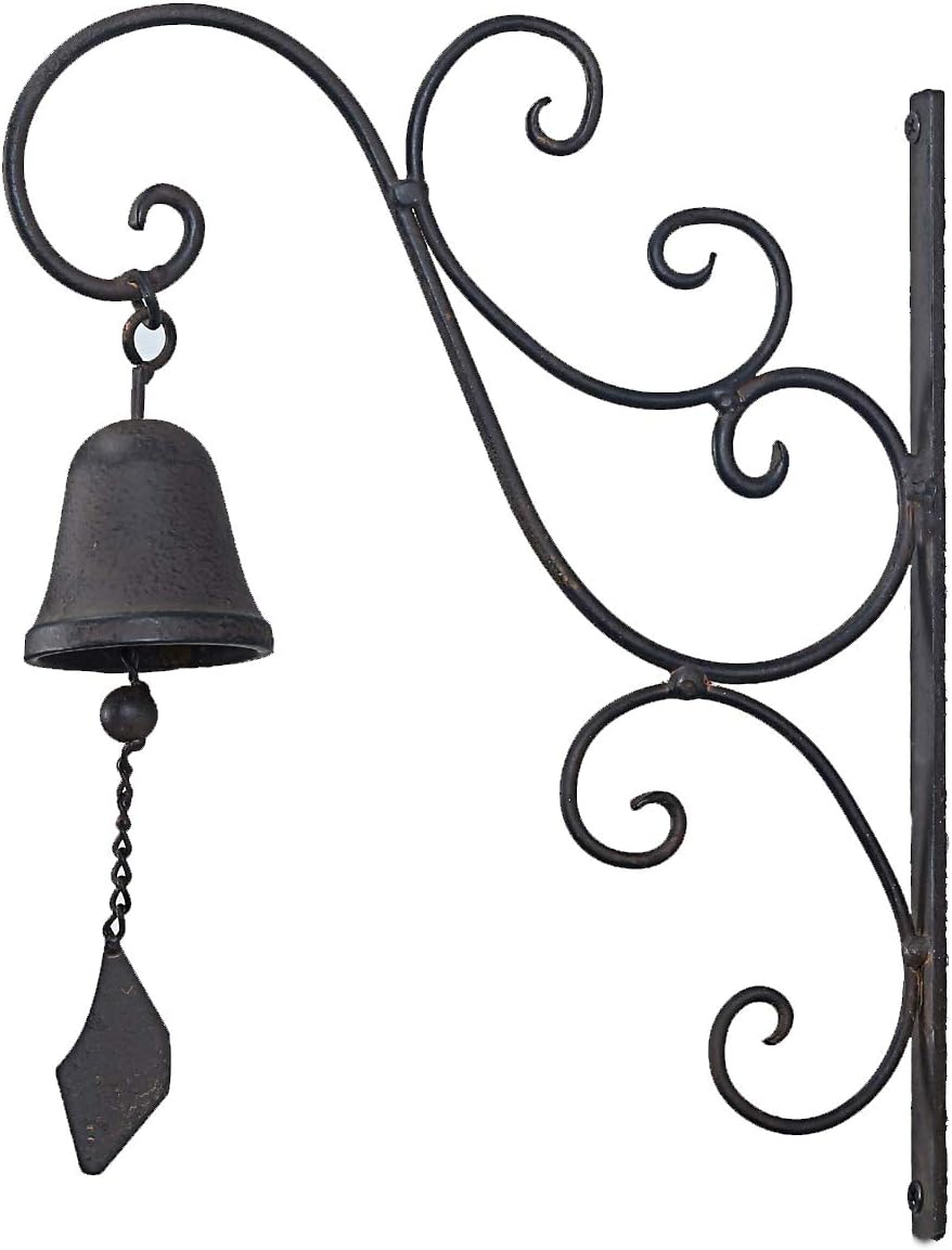 Womio Cast Iron Rustic Dinner Bell with Bracket Bird Decorative Vintage Antique Decor Farmhouse Style Decoration,S8803