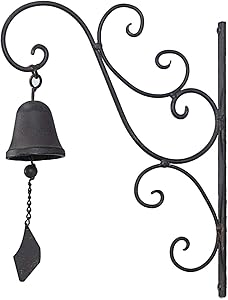 Womio Cast Iron Rustic Dinner Bell with Bracket Bird Decorative Vintage Antique Decor Farmhouse Style Decoration,S8803