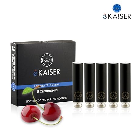 E-Zigarette | E-Liquid 5er Pack Schwarz Cartomizer | Kirsche-Geschmack | E-Shisha | für eKaiser Wiederaufladbar E-Shisha Ziga