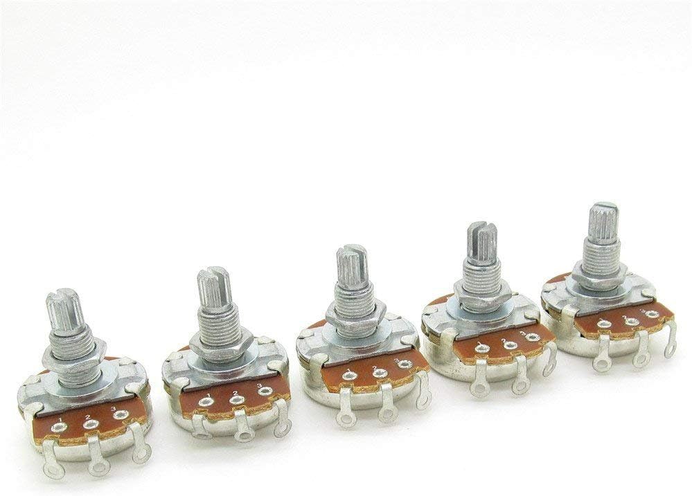Pxyelec 5 Pack Full Size B250k Long Split Shaft 18mm Electric Guitar Bass Volume Tone Pots Potentiometer - Image 3