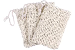 TOVINANNA 2 Pack Natural Sisal Soap Saver Bag Exfoliating Pouch Soap Mesh Holder Foaming Net Easy Hang Dry and Clean Drawstri