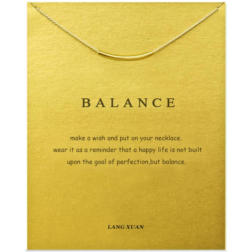 Photo 1 of ***2 ITEMS INCLUDED***Friendship Dainty Bar Necklace Message Card Compass Lucky Sunshine Key Pearl Circle Pendant Necklace for Women Gift Card (Gold Bar)***2 ITEMS INCLUDED***