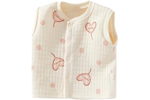 Yueary Newborn Baby Vest for Boys and Girls Sleeveless Round Neck Vests Kids Button up Cardigan Warm Tops Cute Print