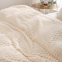 Puncuntex Cream White Throw Blanket 60"×80" inches