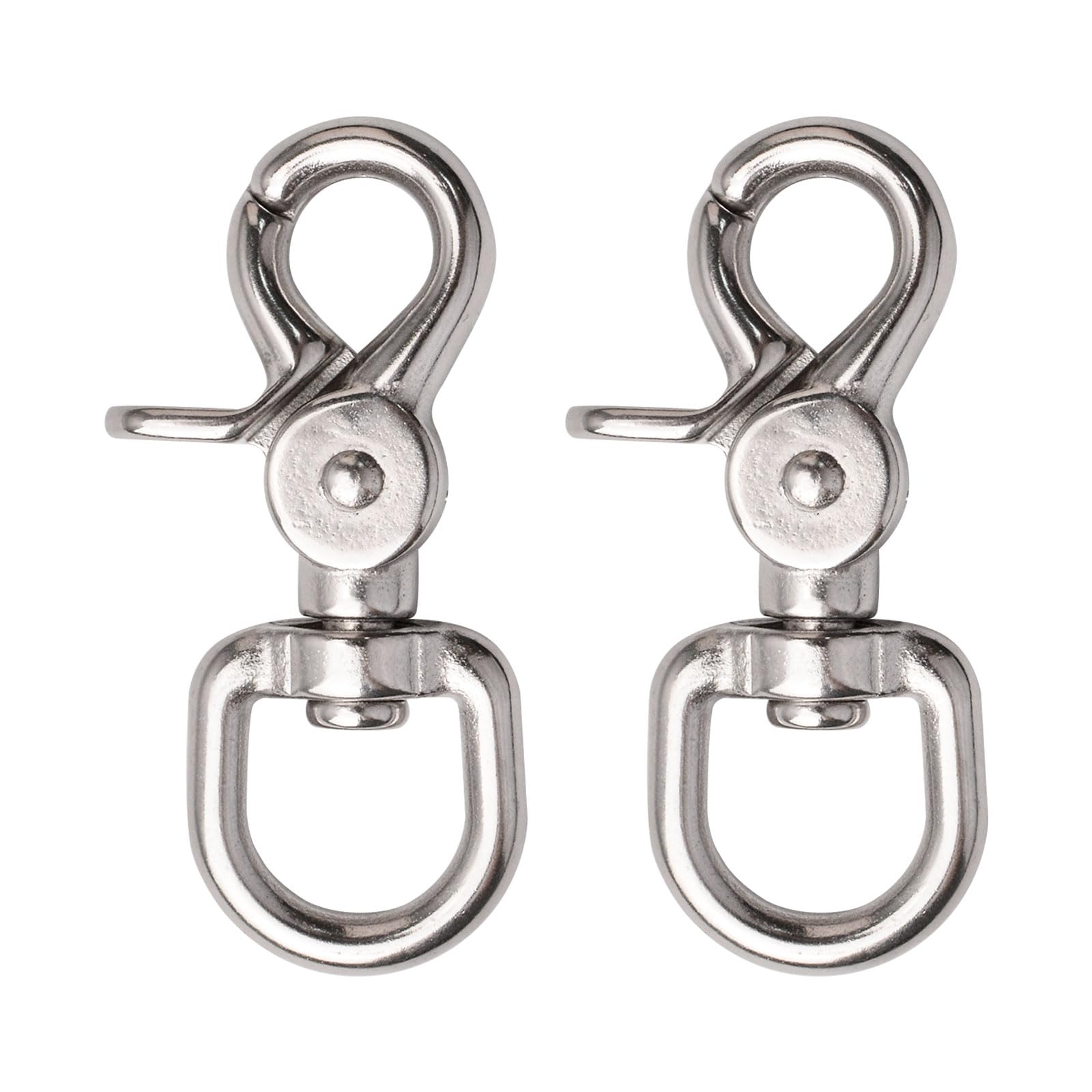 UFURMATE Swivel Clip, 2Pcs 316 Stainless Steel Leash Swivel Snap Hooks Locking Dog Leash Buckle Quick Release Buckles 360 Degree Swivel Clips for Dog Walking Camping Hiking (Silver, 17mm Ring)