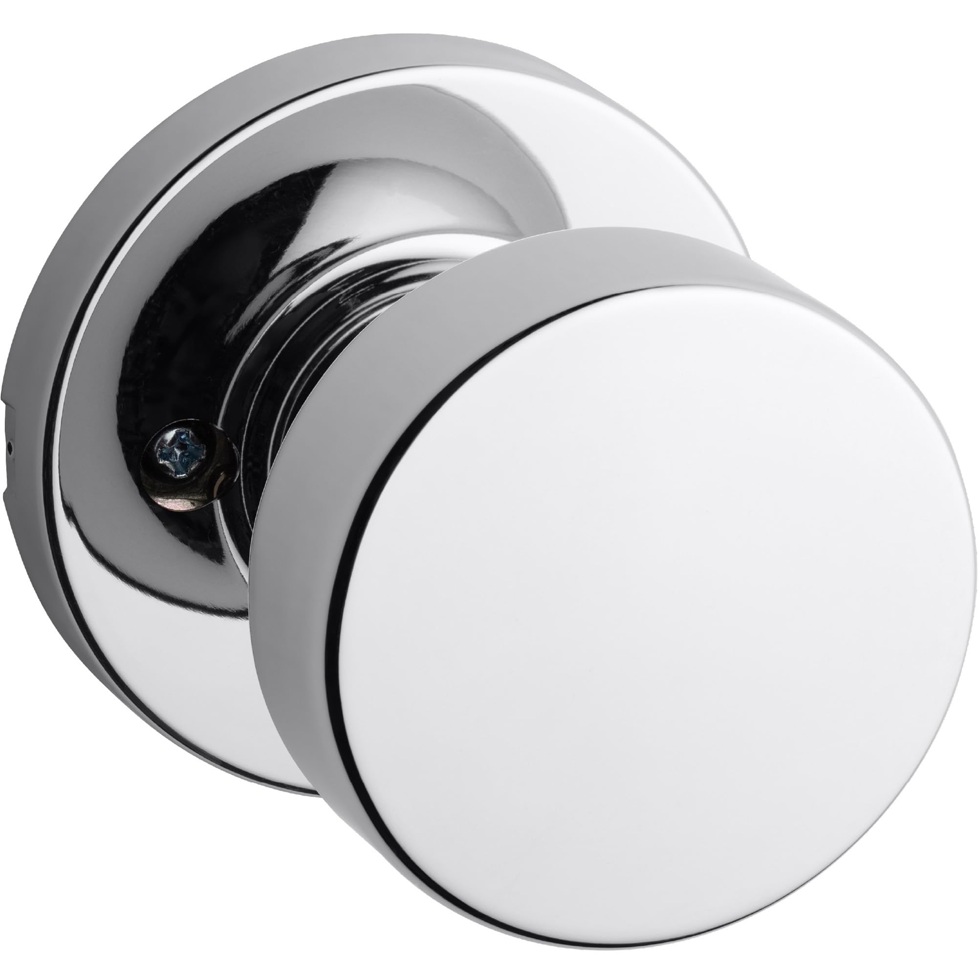 Kwikset Pismo Dummy Door Knob, Single Sided Handle for Closets, French Double Doors, and Pantry, Polished Chrome Non-Turning Interior Push/Pull Door Knob