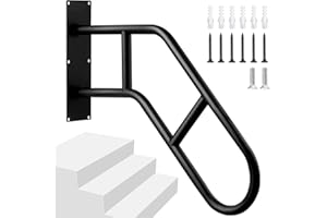 Missippibase Matte Black Outdoor Handrail for 1-3 Steps - Sturdy Metal Railings and Safety Grab Bar - Ideal for Porch, Garden, and Stairs(28.7" Length, 1" Pipe) (Black)