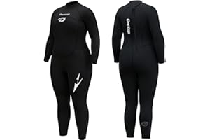 Owntop Plus Size Wetsuit Men Women, 3/2mm Neoprene Back Zip Wetsuit, Full Body Thermal Wet Suit Diving Suit for Cold Water Di
