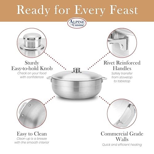 Alpine Cuisine 11-Quart Gourmet Aluminum Caldero Stock Pot