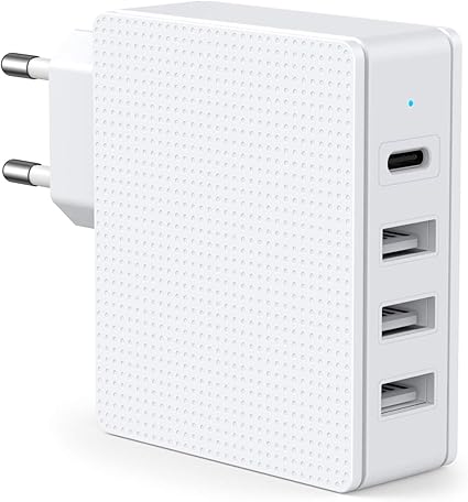 Schitec Cargador Usb 4 Puertos 5v 3a Cargador De Pared Usb Tipo C 18w Pd Adaptador De Corriente Para Enchufe Usb De Viaje En El Hogar Para Iphone Xs Xr Ipad Lg G5 Samsung Galaxy S8 Huawei