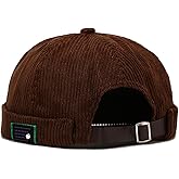 XYIYI Men Corduroy Brimless Hats Docker Cap Sailor Cap Worker Hat Rolled Cuff Retro Beanie Hat