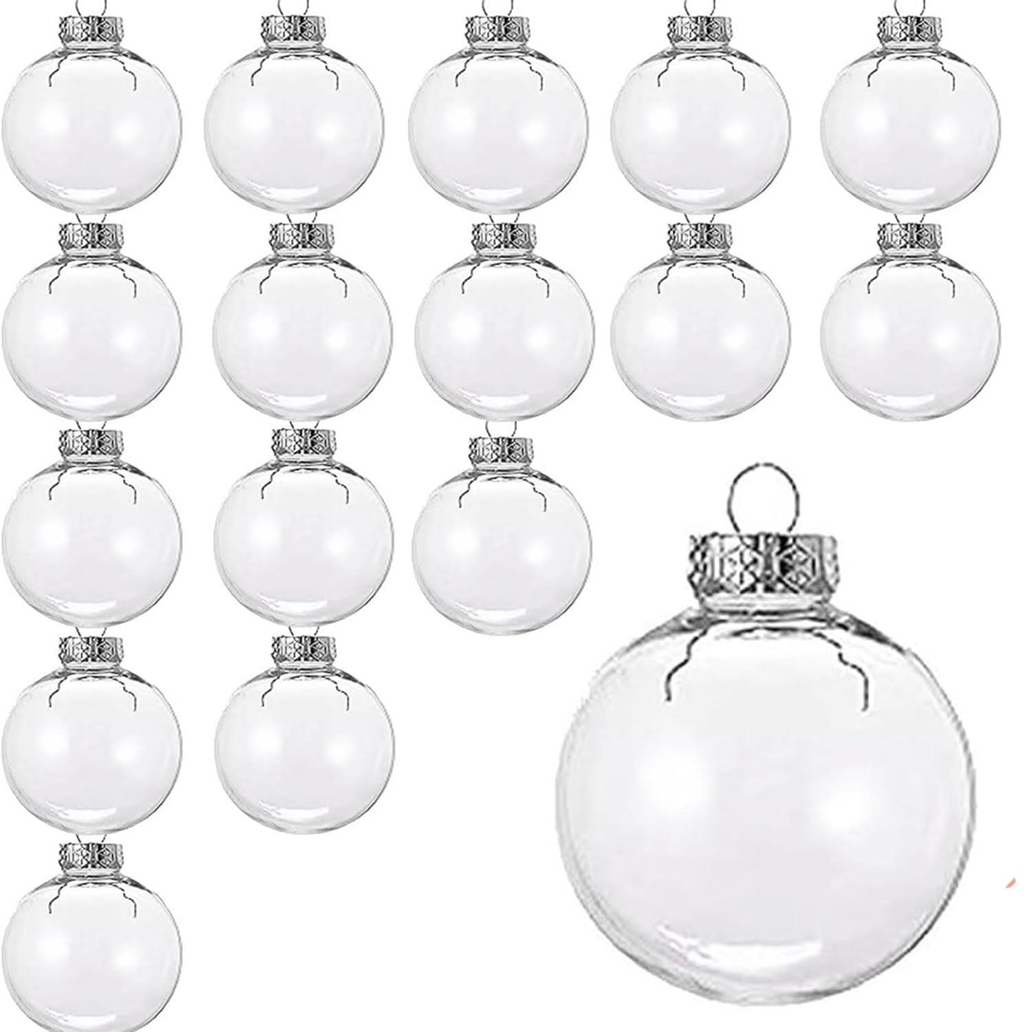 Photo 1 of 16PCS DIY Christmas Hanging Decoration?2.36Inch Clear Plastic Fillable Ornament Balls? for Christmas, Halloween, Birthday, Wedding Decor, DIY Crafts Decorations (60 mm)