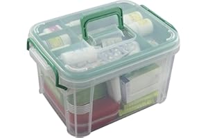 Parlynies Clear Plastic Storage Box Organizer/Medicine Box, Family Emergency Kit Storage Box