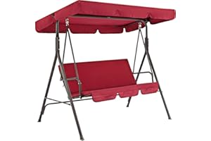 UCARE Patio Swing Canopy Replacement Top Cover & Swing Seat Cover Set Waterproof Patio Porch Swing Cushion Cover 2/3 Seater S