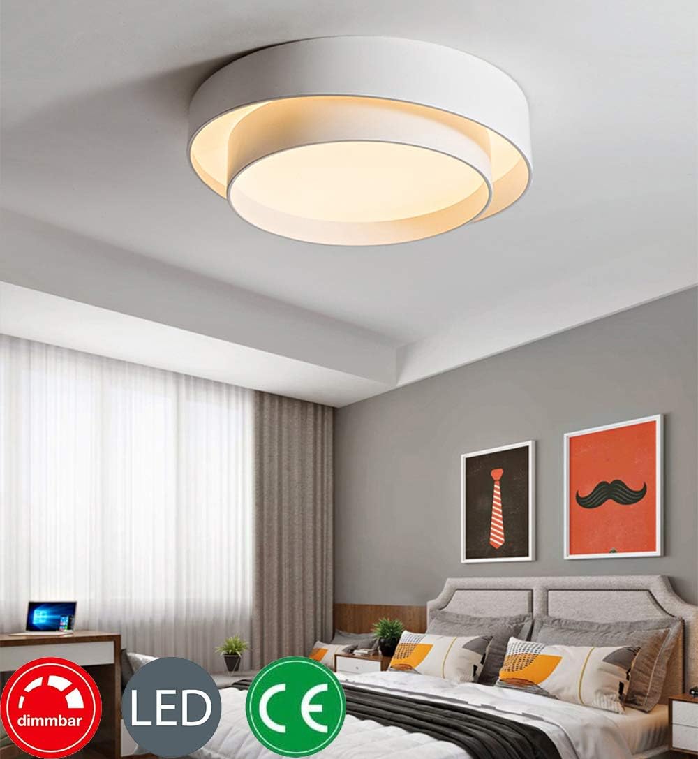 LED Modern Ceiling Lamp Dimmable Round Ceiling Light Metal and Acrylic Lampshade Decorative Lights for Living Room Bedroom Kitchen Illumination 26W, 2080 Lumen, 3000K-6000K, Ø 40cm [Energy Class A]