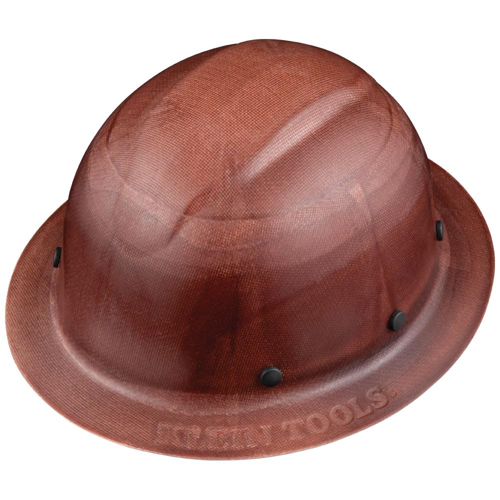 Klein Tools 60452 Hard Hat, Full Brim, Class G KONSTRUCT Series Hard Hat, Sweat-Wicking Sweatband, Top Pad, Brown