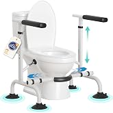 HOMENURSE F6 Toilet Safety Rails for Seniors, Handicap Grab Bars | Heavy Duty Toilet Safety Frame with Adjustable Height &amp; Width, 350 lb Toilet Handles for Elderly and Disabled