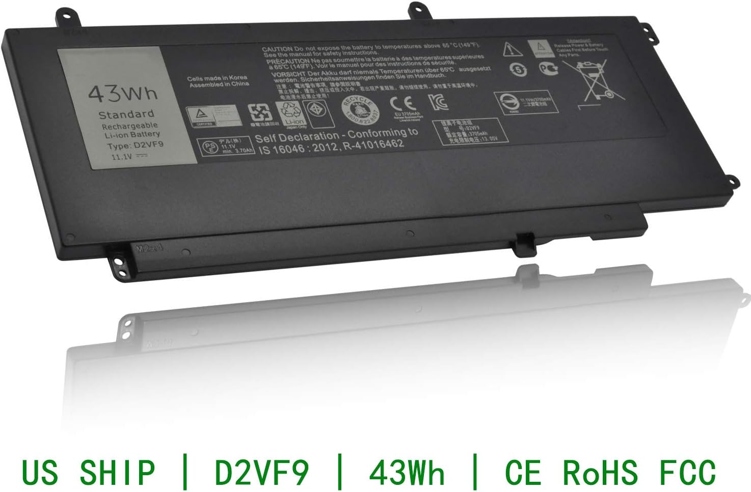 CQCQ D2VF9 Compatible Battery Replacement for Dell Inspiron 15 7547 7548 Vostro 14 5459 0PXR50 0PXR51 0YGR2V PXR51 Laptop (11.1V 43Wh)