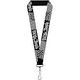 Buckle-Down Lanyard, Americana Flag We the People Black White, Elastic