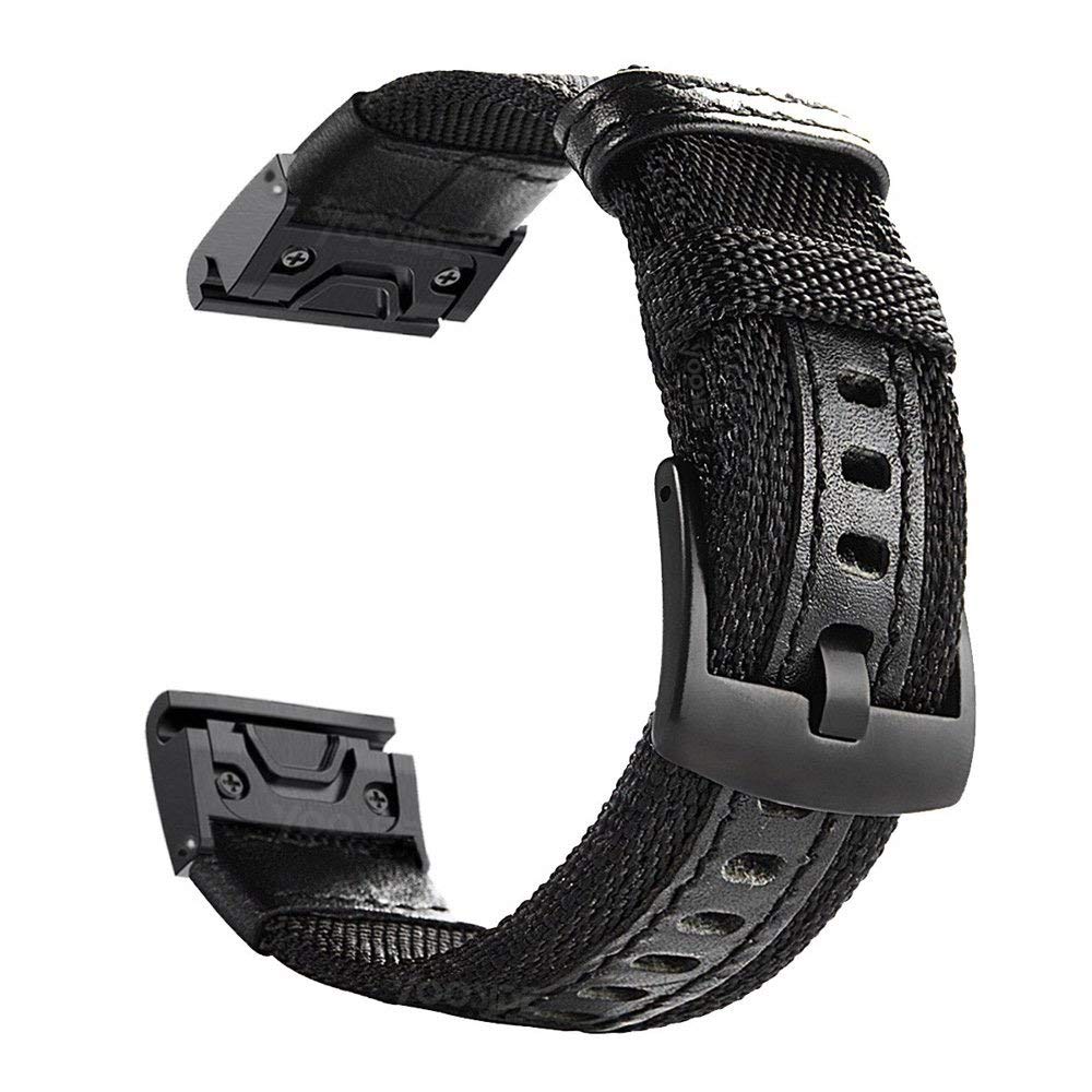 YOOSIDE Watch Strap for Garmin Fenix 7 / Fenix 6 / Fenix 5 / epix 2 / epix Pro 47mm, 22mm Quick Fit Nylon Durable Wrist Band for Garmin Instinct,Approach S62 (Black)