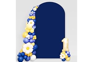Showgeous 7.2FT Arch Backdrop Cover Navy Blue Wedding Arch Cover Spandex Fitted Arch Cover for Round Top Backdrop Stand Covers for Wedding Birthday Party Baby Shower Banquet Decoration
