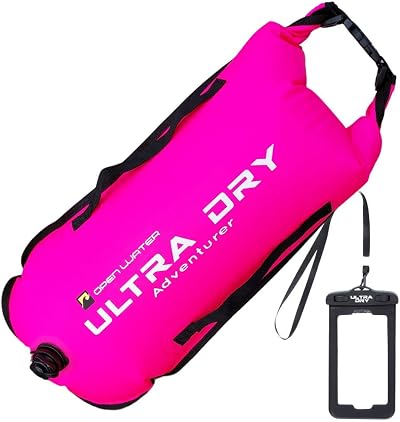 Ultra Dry Adventurer Swim Buoy Tow Float 28L Pink Dry Bag Phone Case