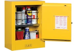 Justrite 890200 Sure-Grip EX Galvanized Steel 1 Door Manual Flammables Mini Safety Storage Cabinet, 17" Width x 22" Height x 