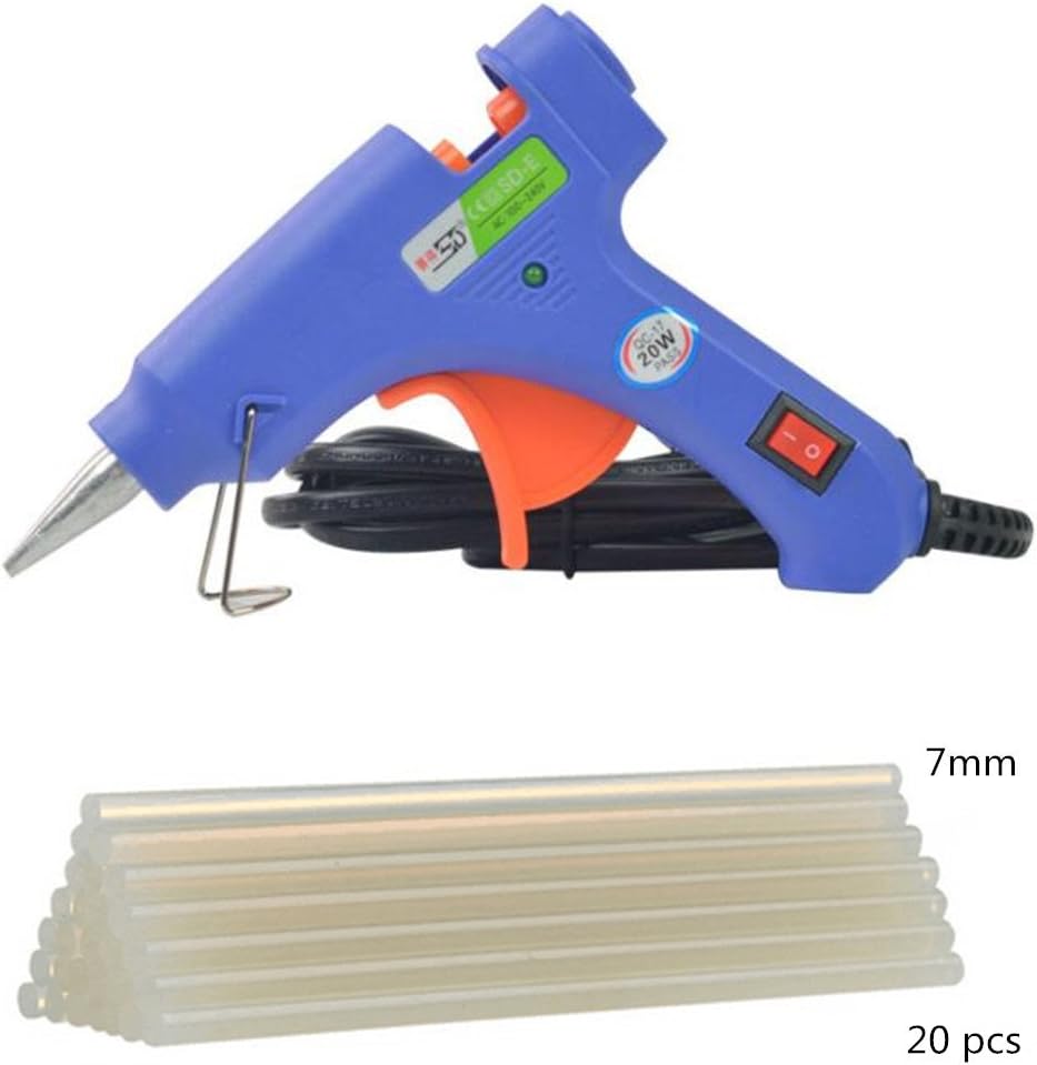 Wiiguda@ Hot Melt Glue Gun 20W Electric High Temperature Mini Melting Glue Gun with 20 pcs Sticks for DIY Craft Projects and Repair Kit