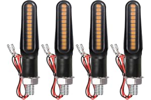 BlyilyB Motorcycle Blinkers Indicator Sequential Turn Signal Amber LED Lamp (Pack of 4)