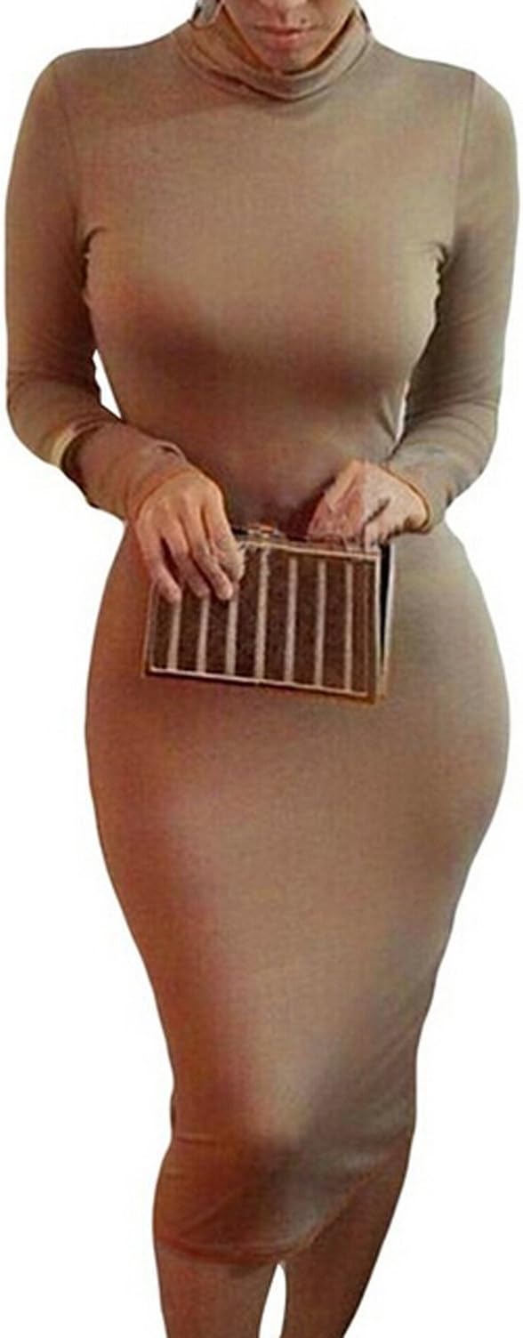 Gabbriell Womens Turtleneck Long Sleeve Mid Length Bodycon Bandage Dress