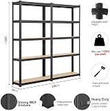 Yaheetech 2-Pack Heavy Duty 5 Tier Shelving Unit 90x30x180cm 175kg/each Black view 3