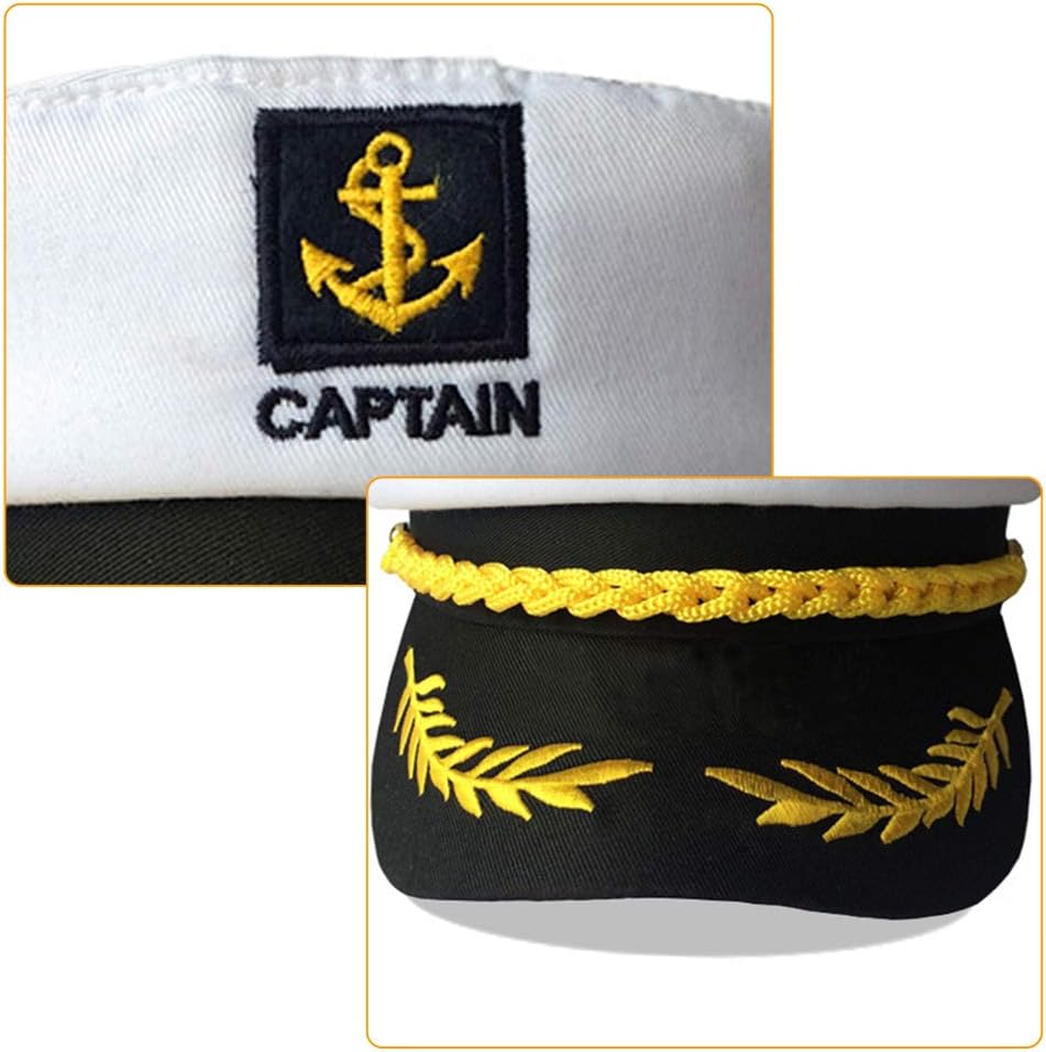 NETUME Sailor Captain's Hat for Adults - Navy Costume Accessory for Sea Yacht Parties and Cosplay (White) - Image 3