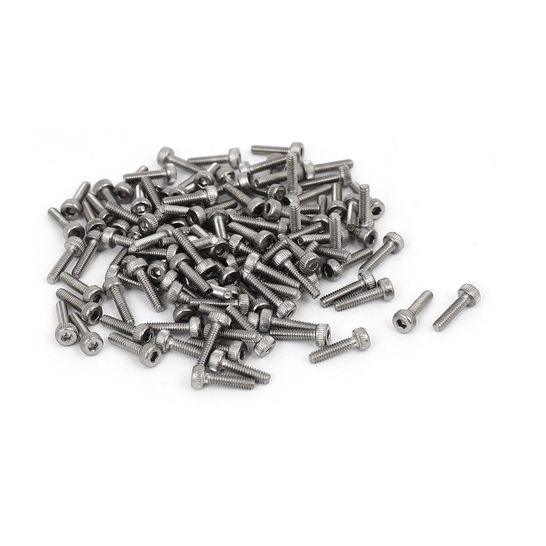 uxcell M2 x 8mm 0.4mm Pitch 304 Stainless Steel Hex Socket Head Cap Screw DIN912 120pcs