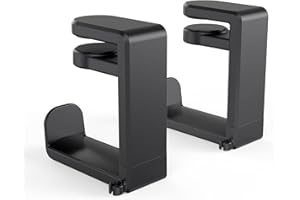EURPMASK CHOOSE THE COLOR OF EUROPE Rotating Headphone Stand - EURPMASK PC Gaming Headset Stand, Adjustable Clamp-on Headphone Holder, Headphone Hanger Hook Under Desk with 360 Degree Swivel&Cable Clip Organizer - Black, 2 Pack