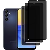 KELOLIN [3 Pack Privacy Screen Protector for Samsung Galaxy A15 5G, 9H Hardness, Anti-Scratch, Anti Spy, Tempered Glass Screen Protector for Samsung Galaxy A15 5G